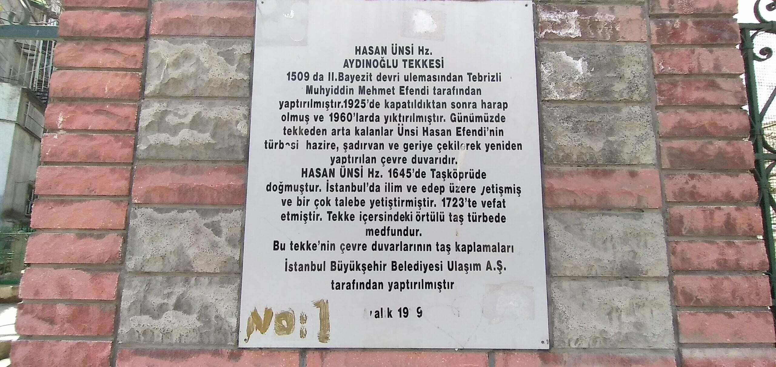 Aydınoğlu Tekkesi Açıklama Yazısı
