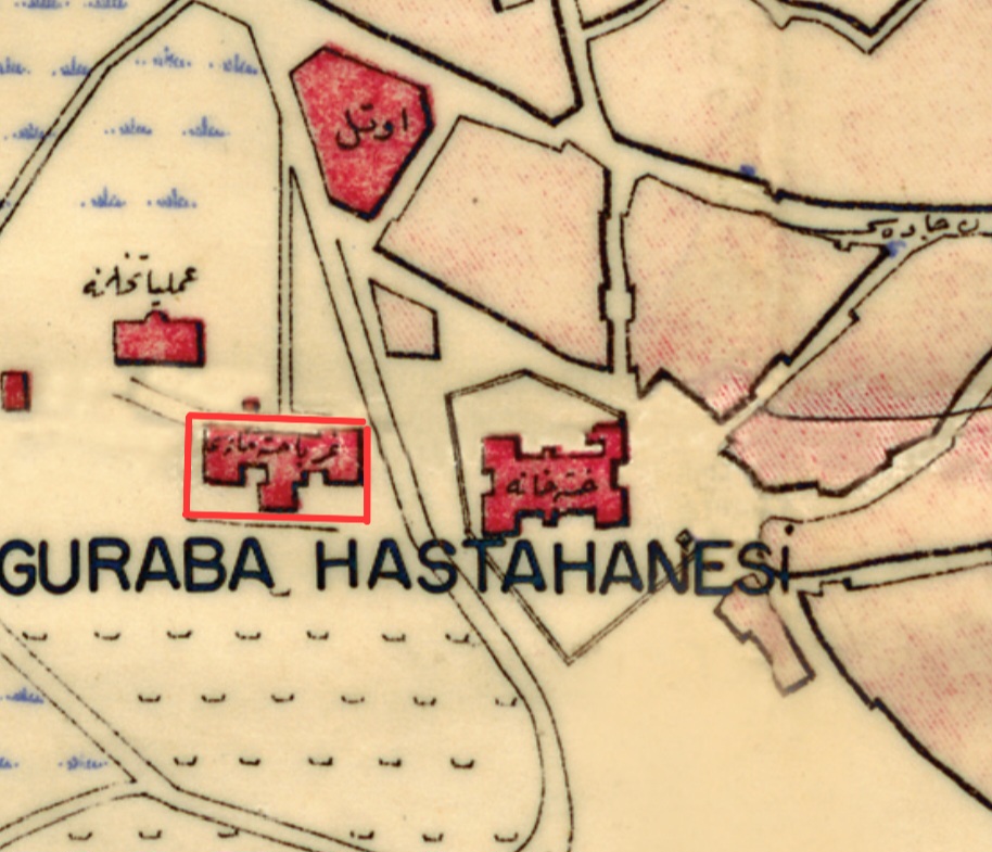 Eskiden hastanenin yerinde bulunan “Guraba Hastahanesi” Binası