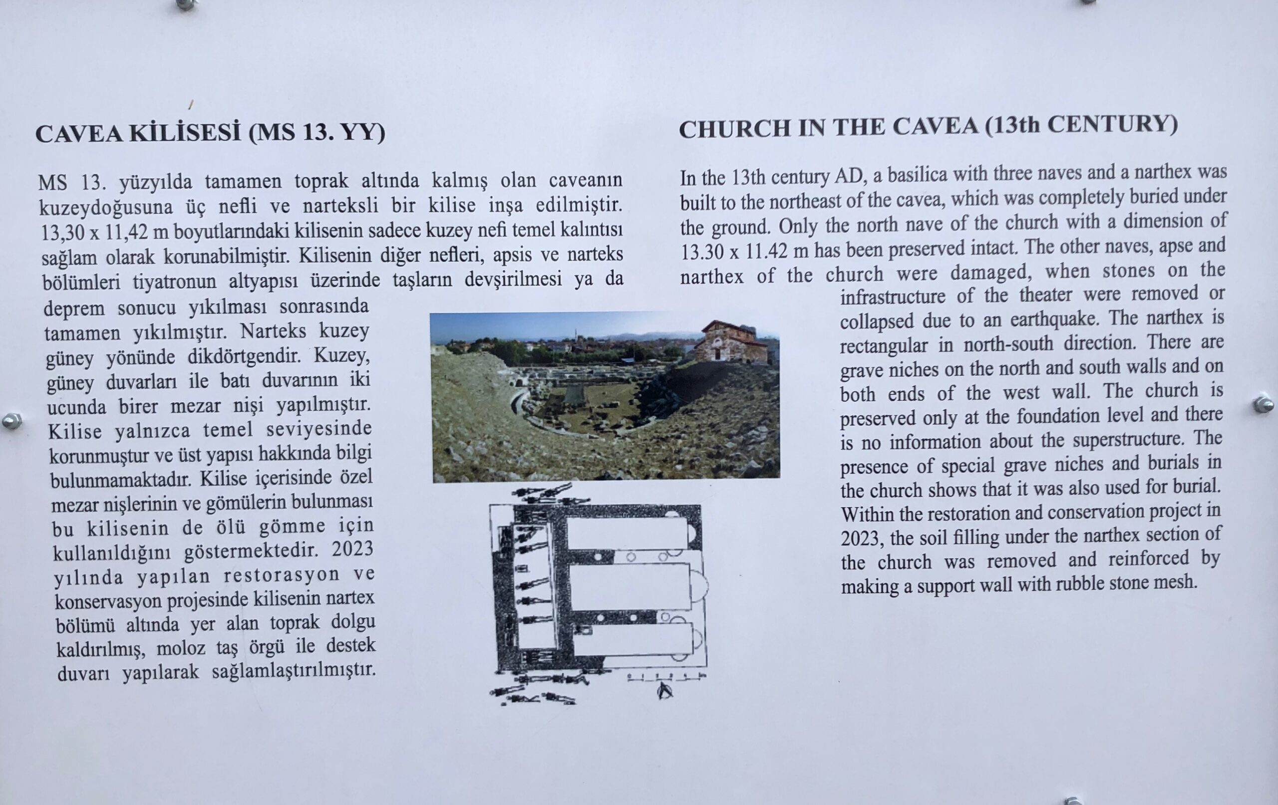 Cavea Kilisesi Kültür Bakanlığı Bilgilendirme Panosu